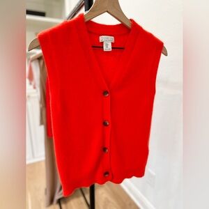 Rachel Zoe Vibrant Red Button-Up Cashmere Sweater